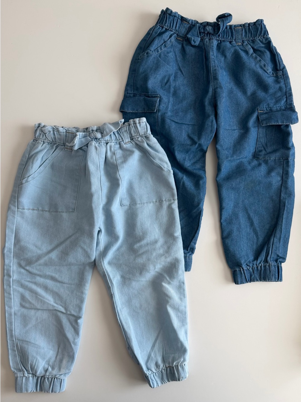 Nanette Lepore Kids Denim Joggers - Light Blue & Dark Blue